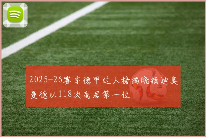 2025-26赛季德甲过人榜揭晓扬迪奥曼德以118次高居第一位